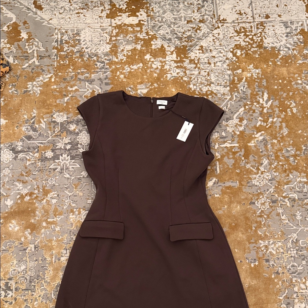 Babaton Dark Brown Cap Sleeve Mini Dress